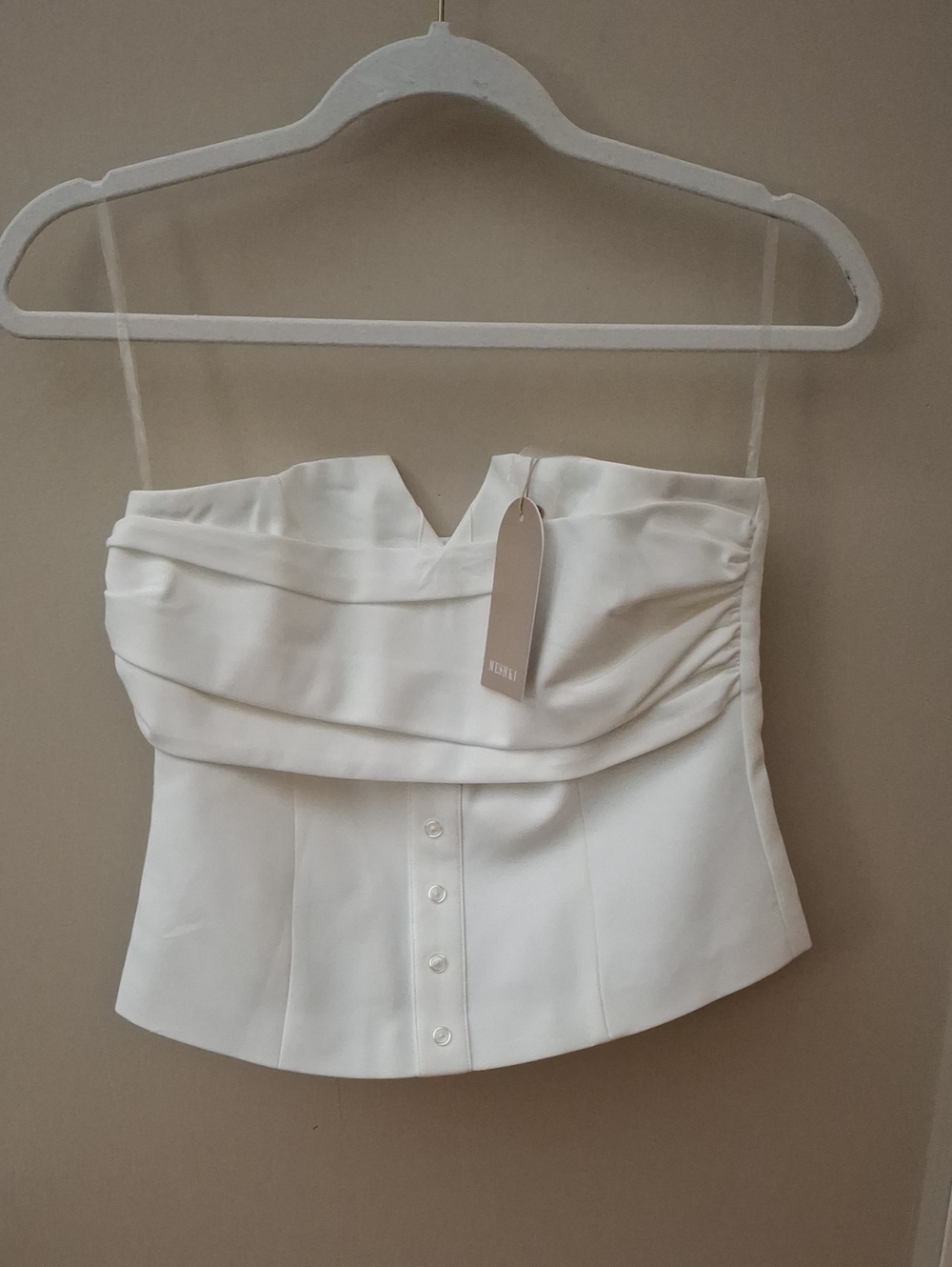 NWT Meshki Zillah White Strapless Cotton Top_1